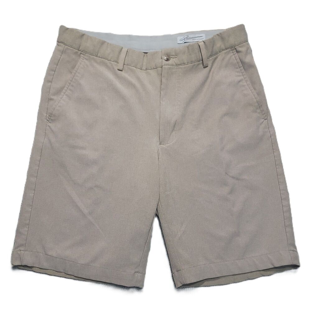 Greg Norman Golf Shorts Mens 34 Chino Beige Stretch Performance